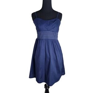 Ruby‎ Rox Short Cotton Sundress With Pockets Navy Blue Empire Waist SZ 11 Preppy